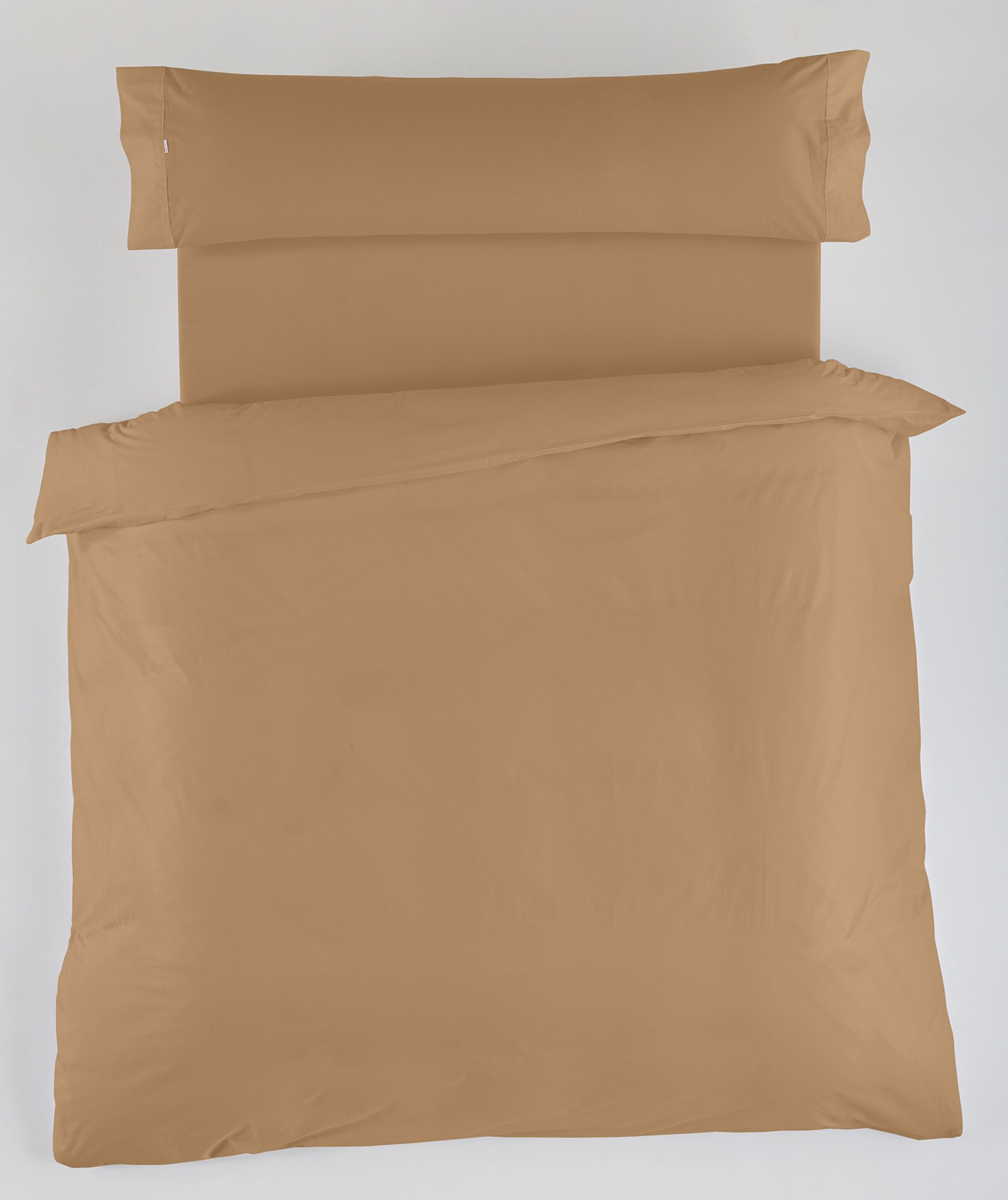 ES-TELA - Juego de funda nórdica LISO color Marrón (3 piezas) - Cama de 150 cm. - 50% Algodón / 50% Poliéster - 144 Hilos
