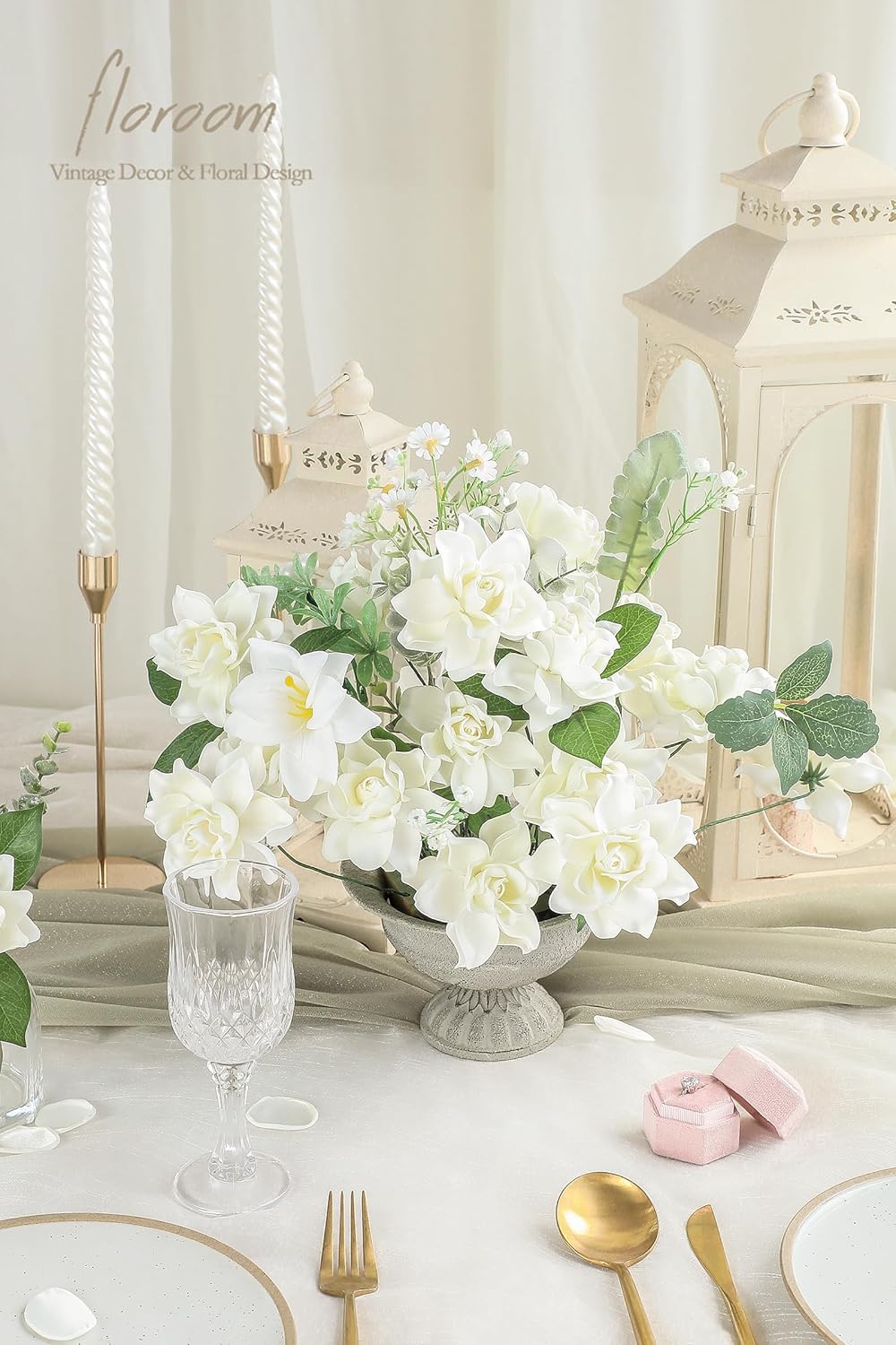 Floroom Artificial Gardenia Flowers 2.7" 25pcs Real Looking Ivory Foam Fake Flowers with Stems for DIY Wedding Bouquets Bridal Shower Centerpieces Floral Arrangements Party Tables Home Decorations - Image 2