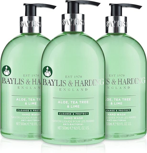 Baylis & Harding Aloe, Tea Tree & Lime Anti-Bacterial Hand Wash 500ml, Pack of 3 - Vegan Friendly