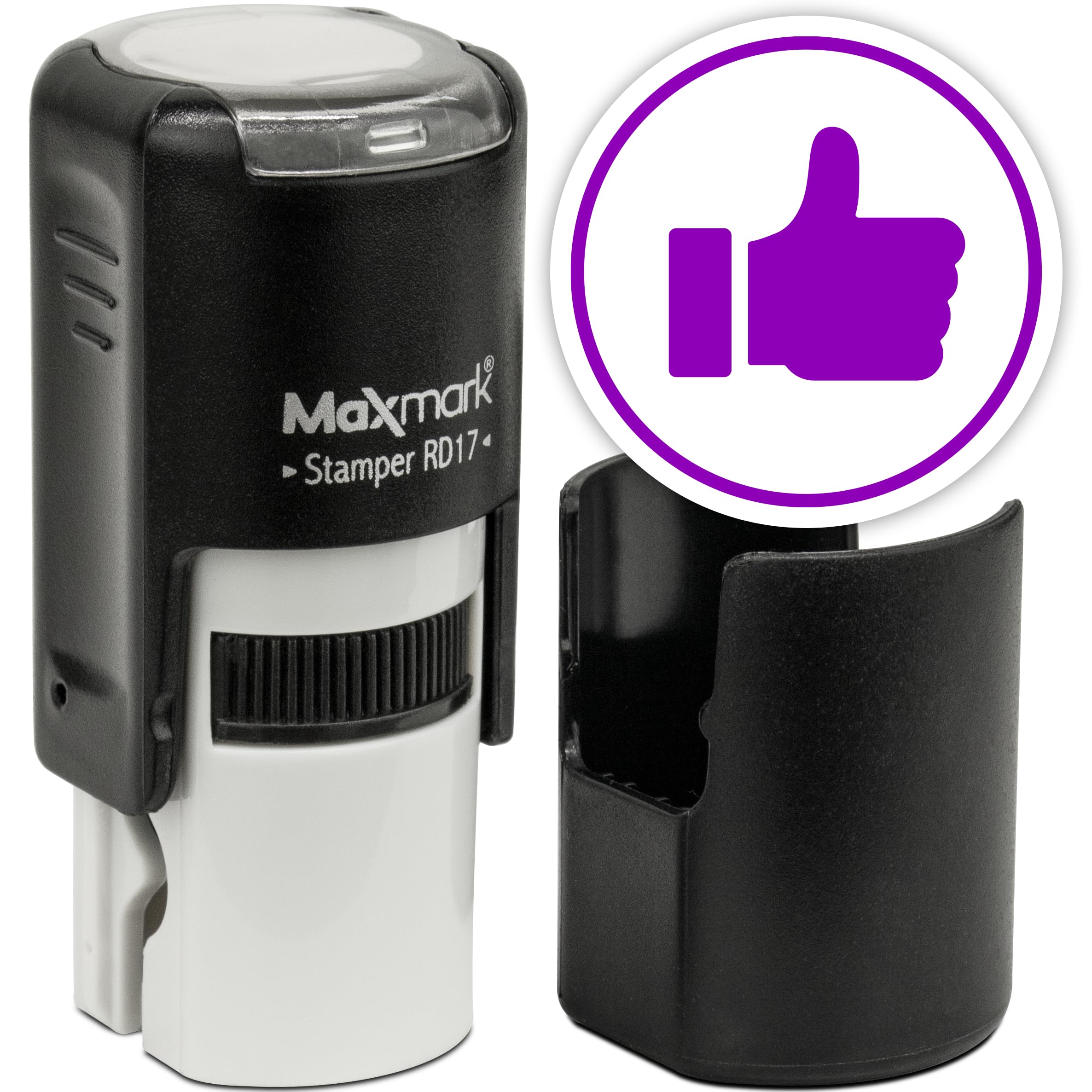 MaxMark Round Self Inking Emoji Stamp - Like - Purple Ink