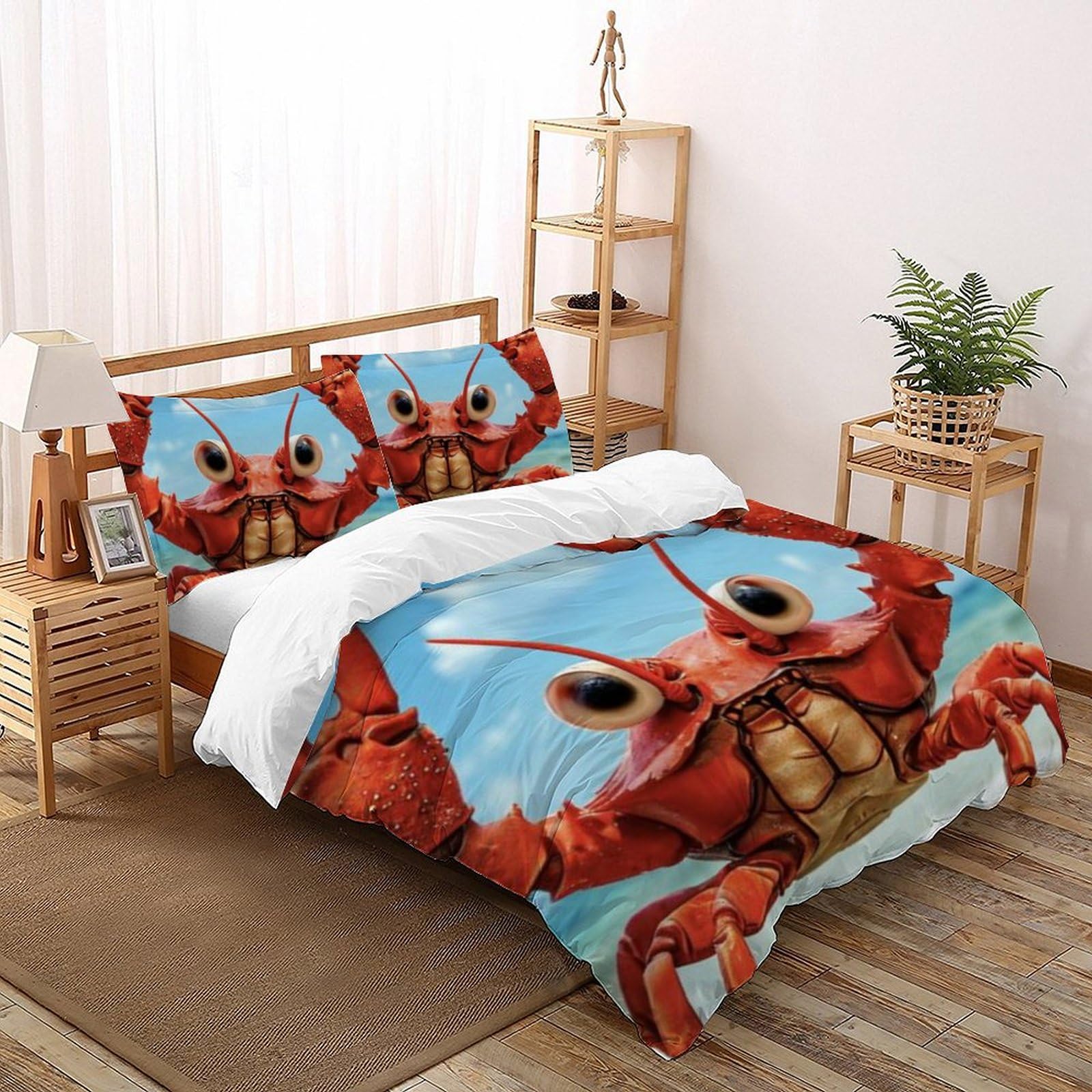 Housse de couette crabe 220x240 anti-plis pour un lit enfant propre et coloré sans repassage