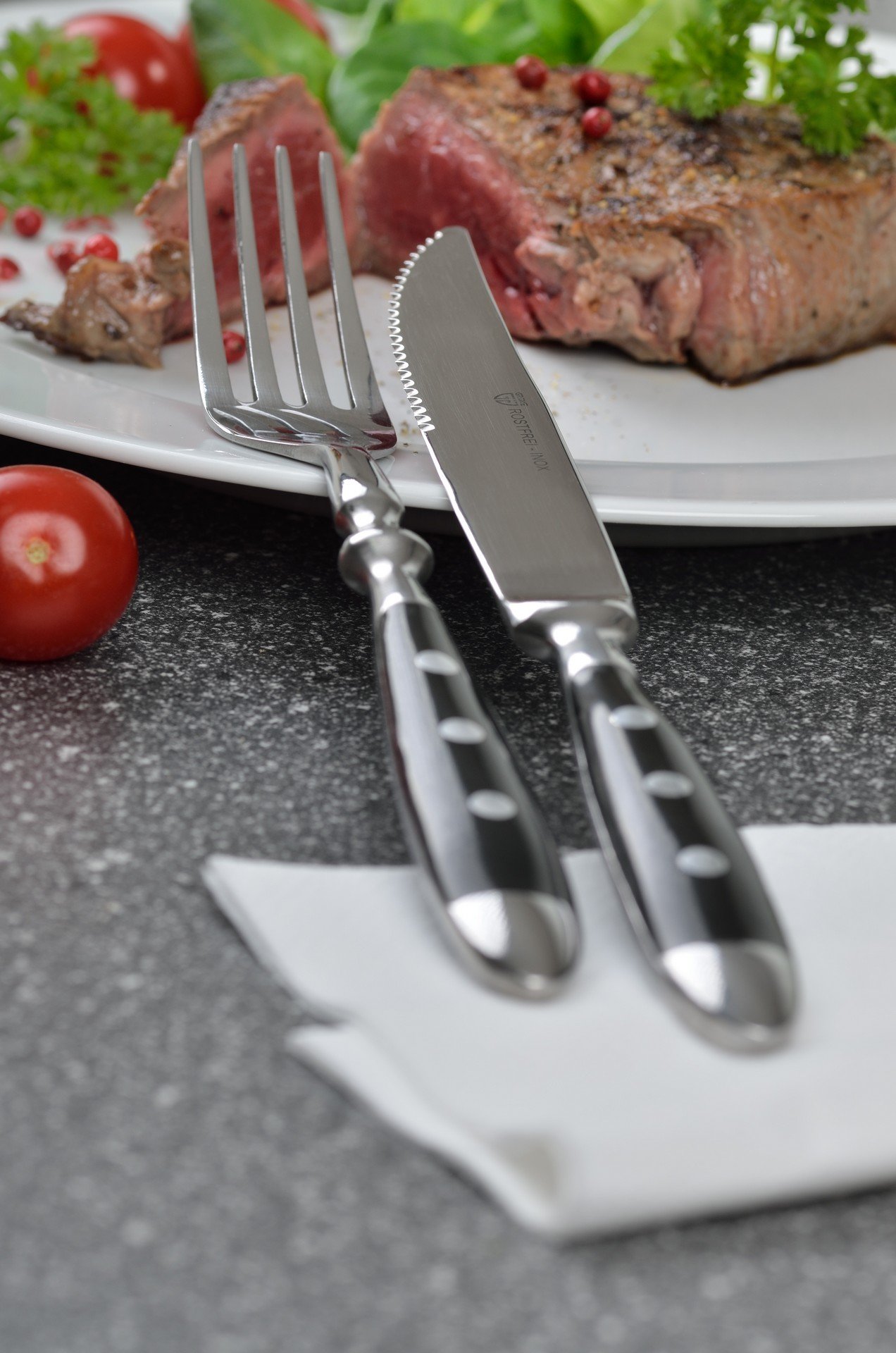 GRÄWE 6 cuchillos de carne serie ' Nuremberg ' pesado forjado ejecución