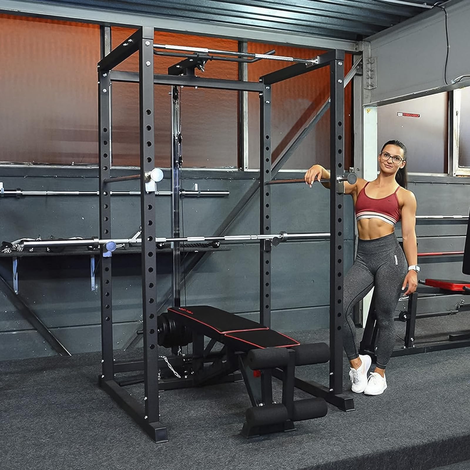 Hansson Sports® Power Rack Squat Cage Kraftstation mit Klimmzugstange, erweiterbar mit Latzug, zertifizierte Premium Qualität nach EN957, 400 kg belastbar!