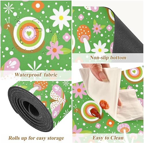 Miniatura 3 de Salvamanteles verdes de caracoles, setas y flores, para ollas y sartenes calientes, camino de mesa salvamanteles resistente al calor e impermeable