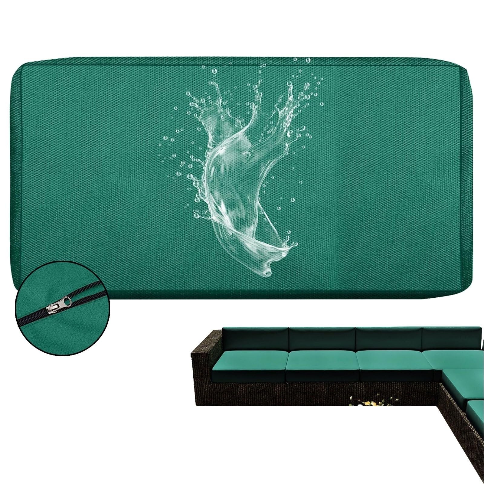 Replacement Waterproof Cushion Covers for Outdoor Rattan Furniture – 50x50 & 60x60 UK Sizes, Zippered & Removable Protectors for Garden Sofa, Patio, All-Weather Indoor Outdoor Use(#12,33x65cm(1er-Pack