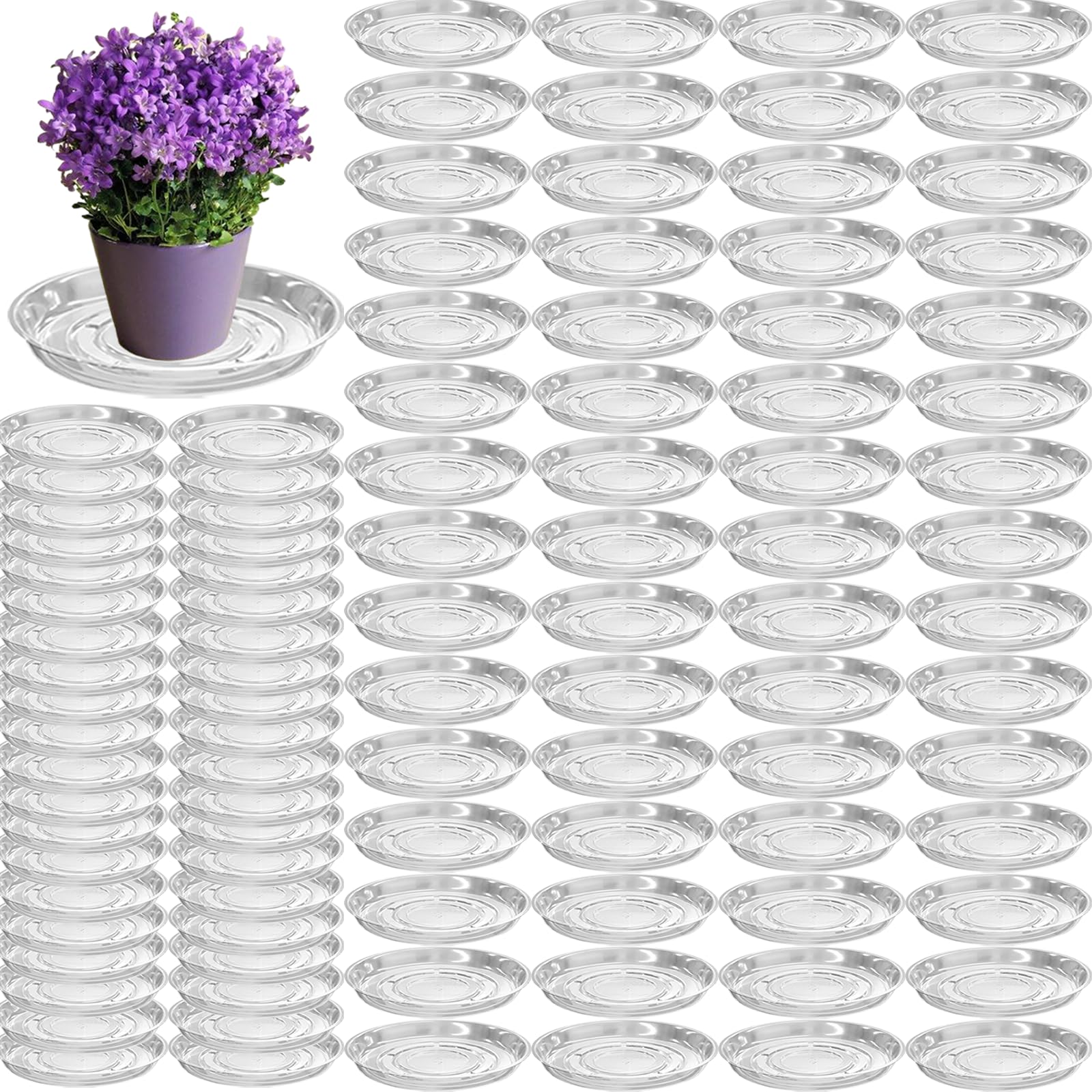 Plant Saucers - 30 Pack, Clear Drip Trays -30