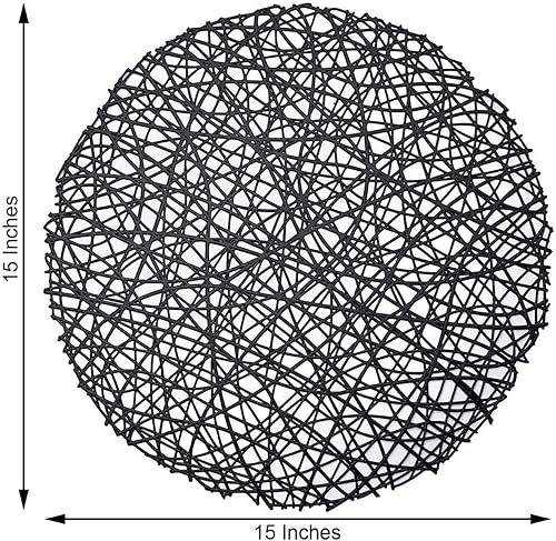 Miniatura 3 de Efavormart - Paquete de 6 manteles individuales de vinilo tejido redondo negro de 15 pulgadas, antideslizantes, para mesa de comedor, bodas,