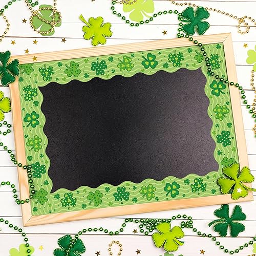 Miniatura 4 de JarThenaAMCS Rollo de 131.2 pies para tablón de anuncios del día de San Patricio, trébol verde troquelado, para pizarra escolar irlandesa