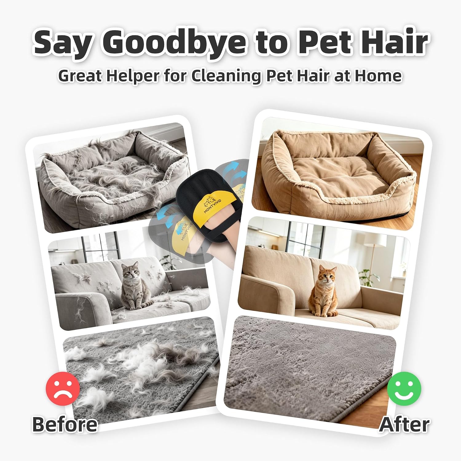 Pet Hair Removal Glove for Cats & Dogs,Newly Upgraded electrostatic pet Hair Remover Glove, Reusable Magic Brush Pet Hair Remover Tool for Furniture,Couch,Carpets,Laundry,Car Seat (2)