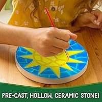 Vista 82 de Creative Roots Tortuga, Erizo y Sol de Mosaico - Pack de 3 Piedras de Paso de Cerámica de 7 Pulgadas & 6 Pinturas Vibrantes, Piedras de Paso DIY