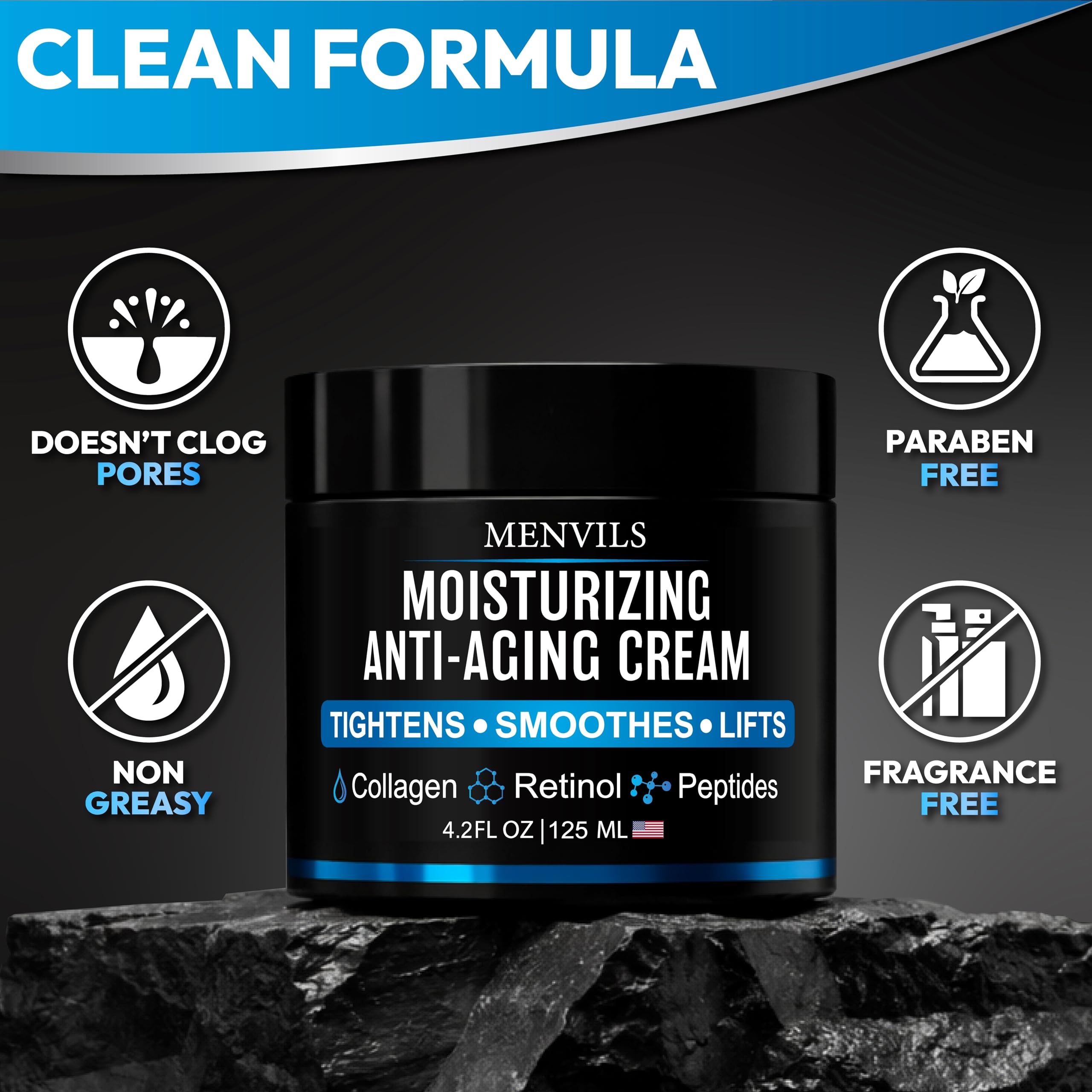Menvils - Crema hidratante facial para hombre, antienvejecimiento y arrugas, crema hidratante facial para hombres, crema hidratante facial para hombres