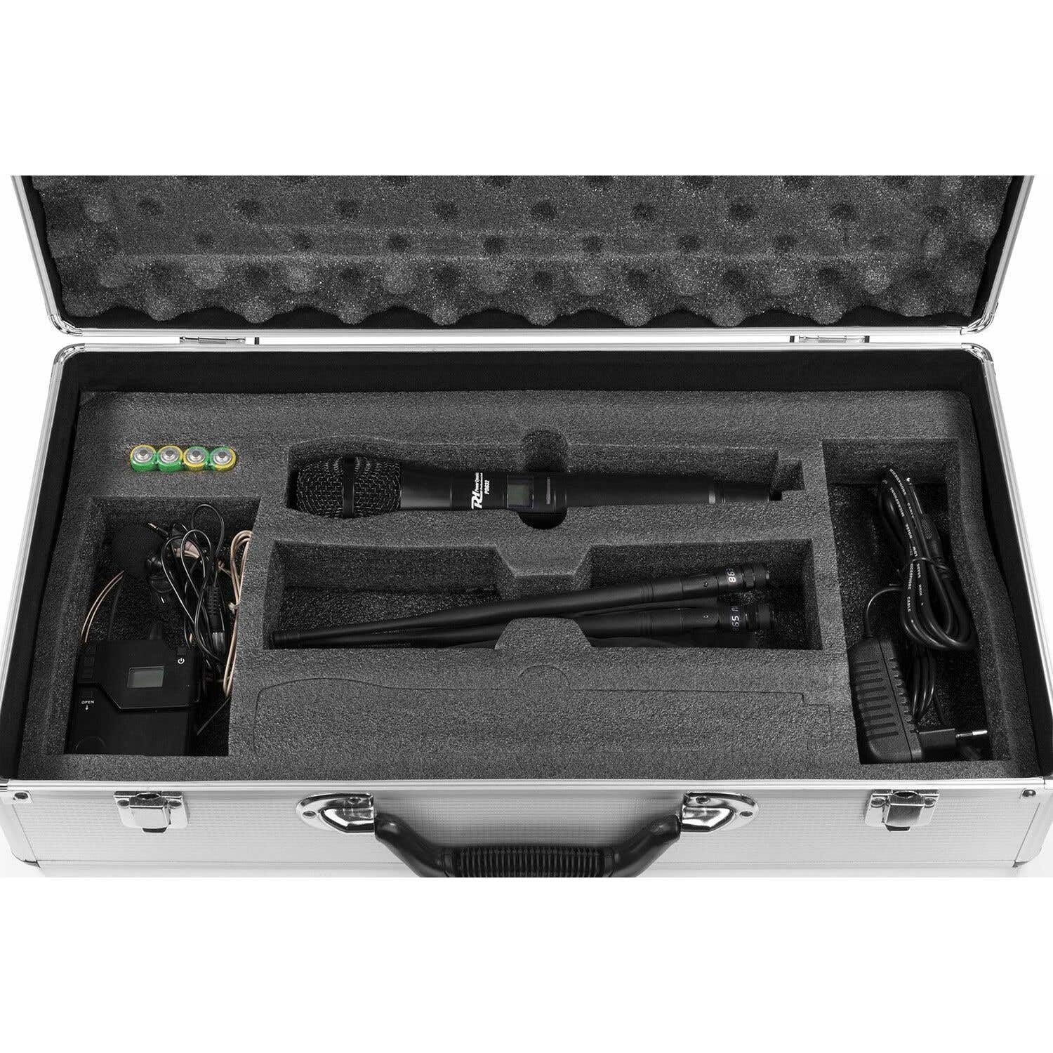 Power Dynamics PD632C Drahtloses Mikrofon und BodyPack mit Headset und UHF-Verstärker im Koffer | Hand und Kopfband oder Klappe, 20 UHF-Kanäle, XLR-Ausgänge, Rack-Montage