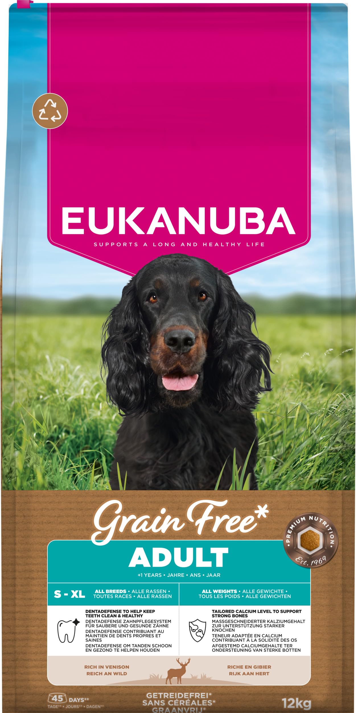 Eukanuba, alimento para Perros sin Cereales con venado, alimento seco Premium sin Cereales para Perros Adultos de Todas Las Razas, 12 kg | Comida seca premium con caza | sin cereales | para perros adultos