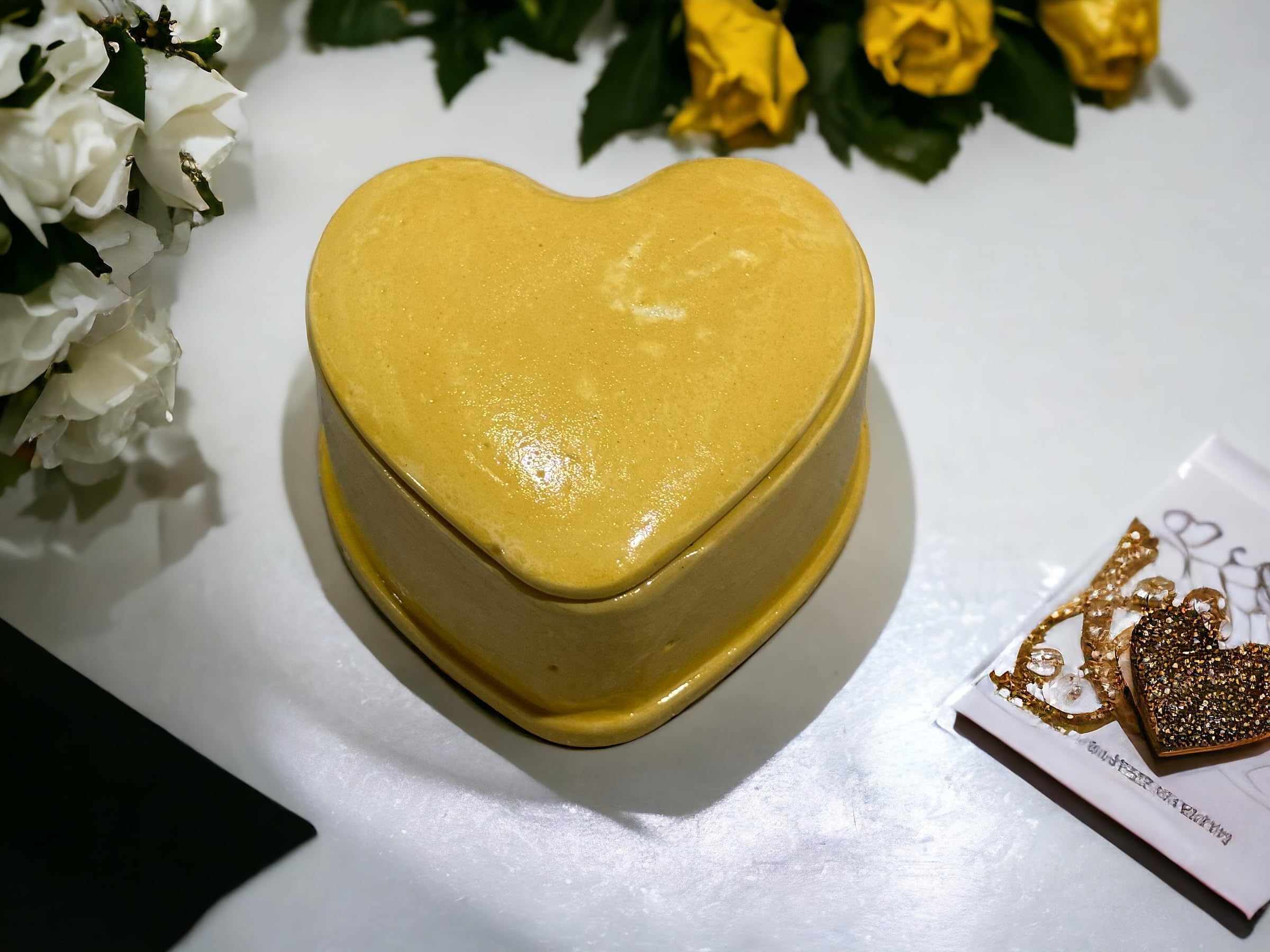 Diviner Saga® Mustard Heart Shape Concrete Box,Small Ring Trinket Box,gift Box Girl, Trinket Storage Box, Jewellery Holder,candle Jar Box (Ring Ceremony Storage Box) (B0CXBKQHJ5) Amazon Price History, Amazon Price Tracker