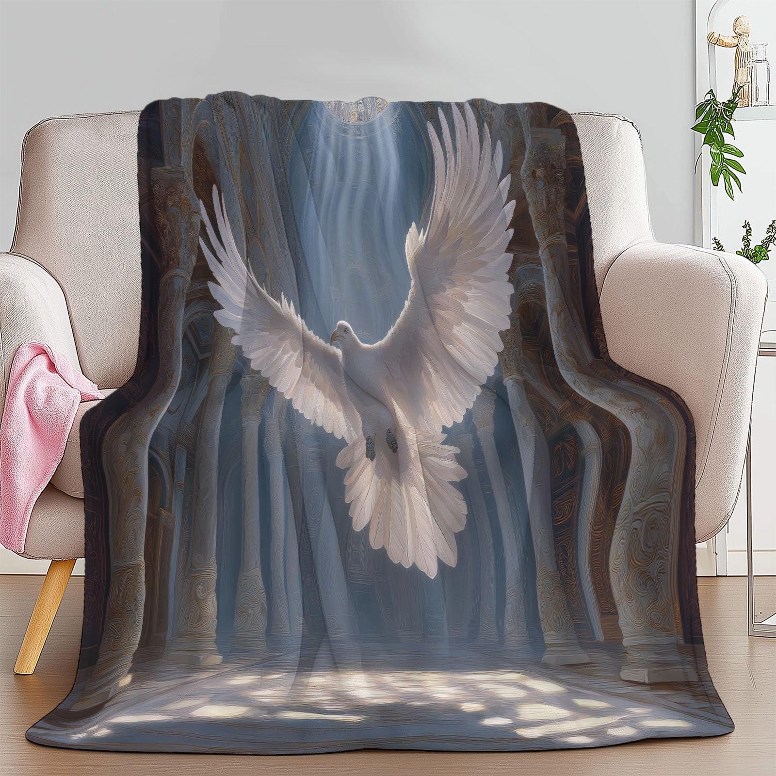 Generico Koc z polaru Palazzo Gołębie 220 x 240 cm Super miękki zimowy ciepły koc w kratę, na sofę w kratę, narzuta na łóżko, na wszystkie pory roku, dla dorosłych dzieci