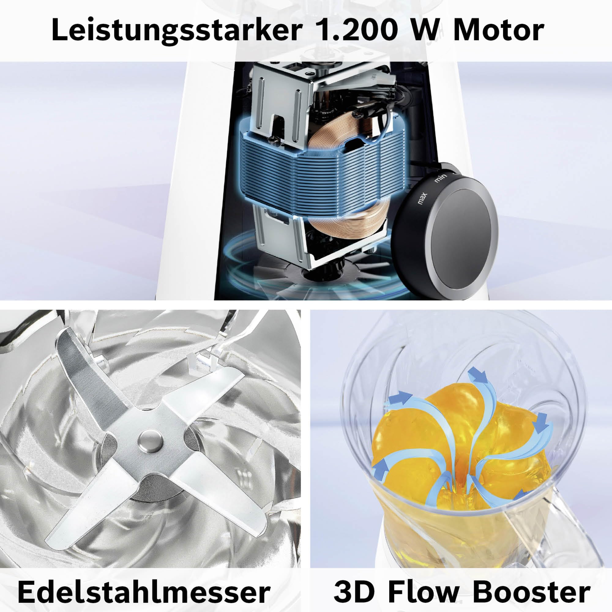 Bosch Standmixer Smoothie Maker, 1200 W, 1,5l Kunststoff-Mixbehälter, weiß, spülmaschinenfeste Teile, 30.000 U/min, Made in Europe, VitaPower Serie 4 MMB6141W