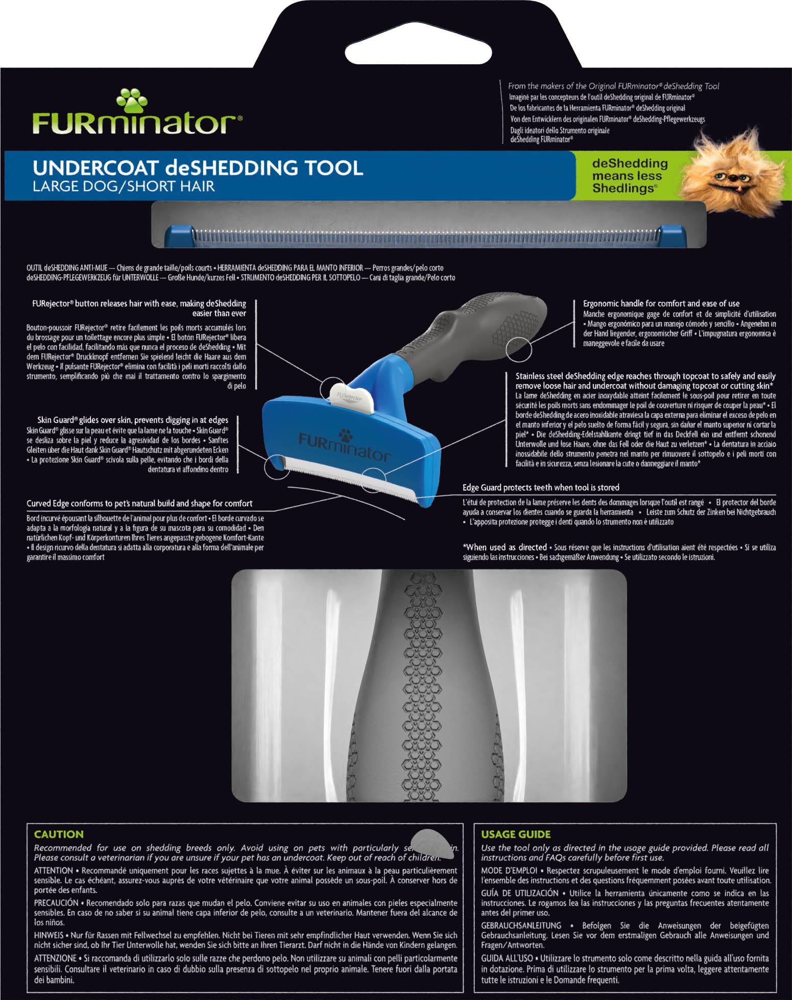 Furminator deShedding-Tool Hund Größe L Kurzhaar - Hundebürste für große Hunde zur Entfernung der Unterwolle