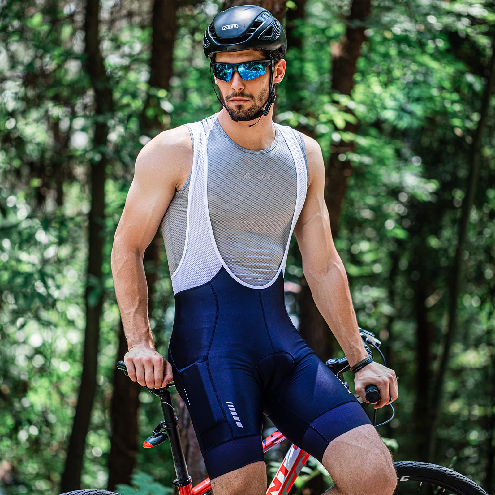 Przewalski Pantalones Cortos de Ciclismo para Hombre, Acolchados 4D, con Bolsillo, para Bicicleta de Carretera