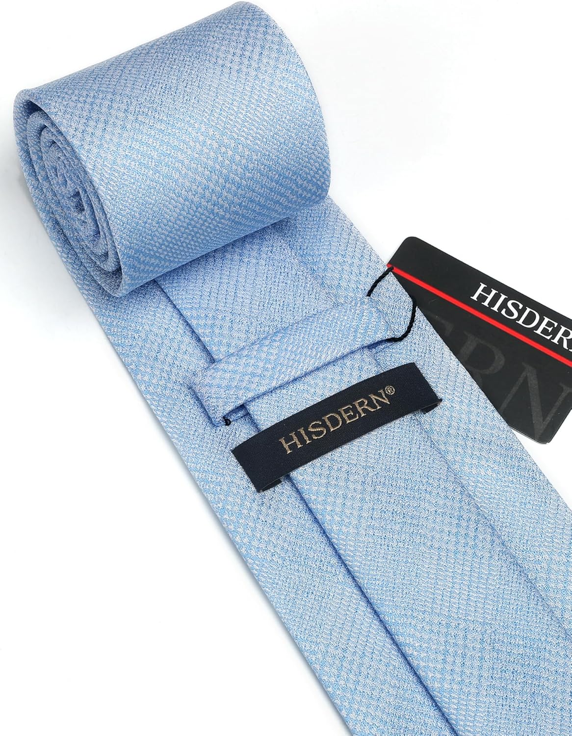 HISDERN Mens Ties Solid Color Tie and Pocket Square Set Classic Woven Formal Neckties & Handkerchief Wedding Party - Image 6