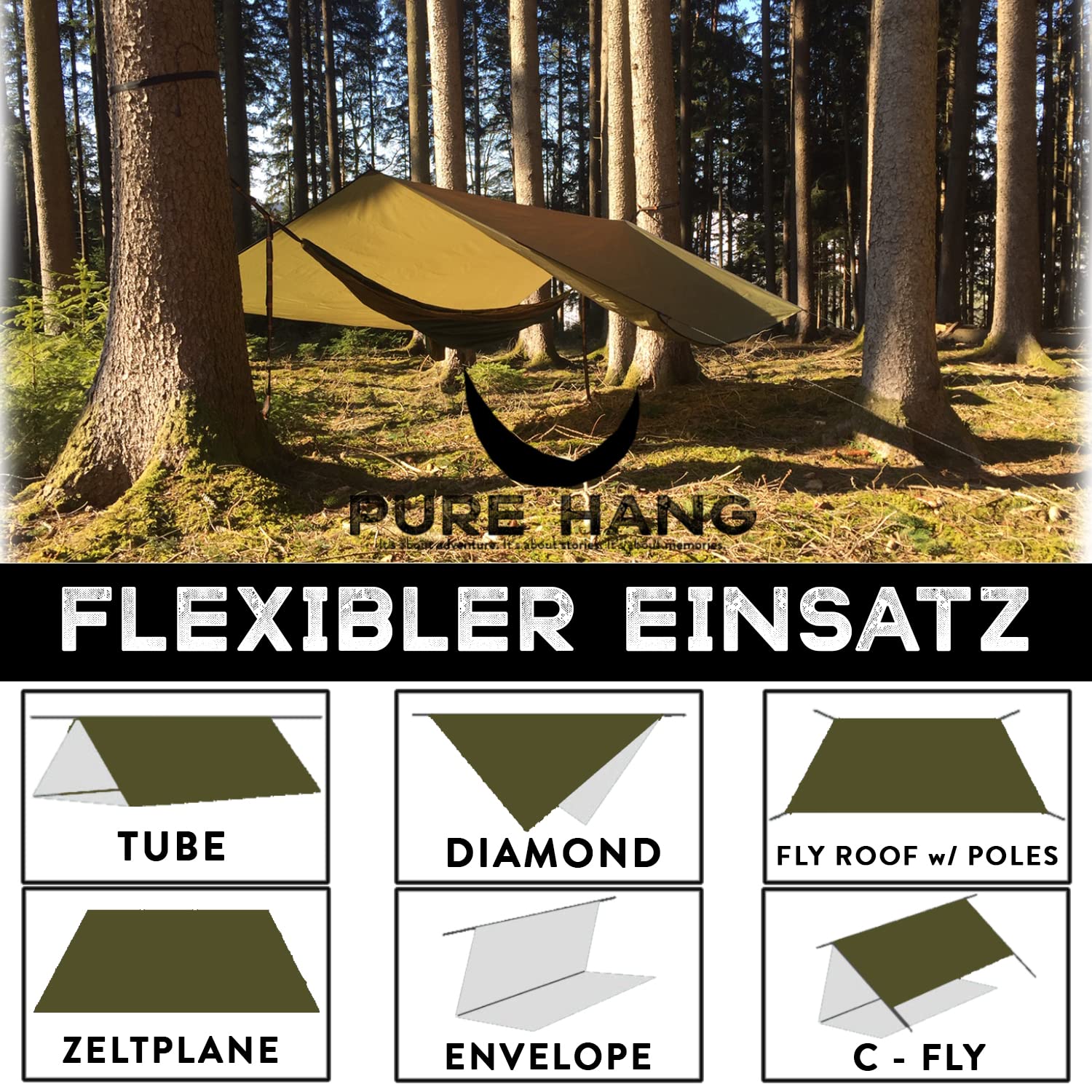 Plandeka namiotowa premium 3 x 3 do hamaka outdoorowego na kemping, wodoszczelna, z oczkami, żagiel przeciwsłoneczny, plaża, ultra lekka, ochrona przed słońcem, promieniowaniem UV, ochrona