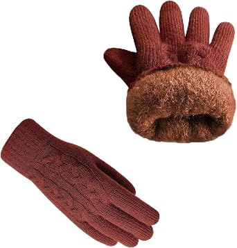 Winter Gloves Warm Gloves for Women Men Touchscreen, Womens Thick Wool Knit Glove Touch Screen Warm Lined W-G-G5I