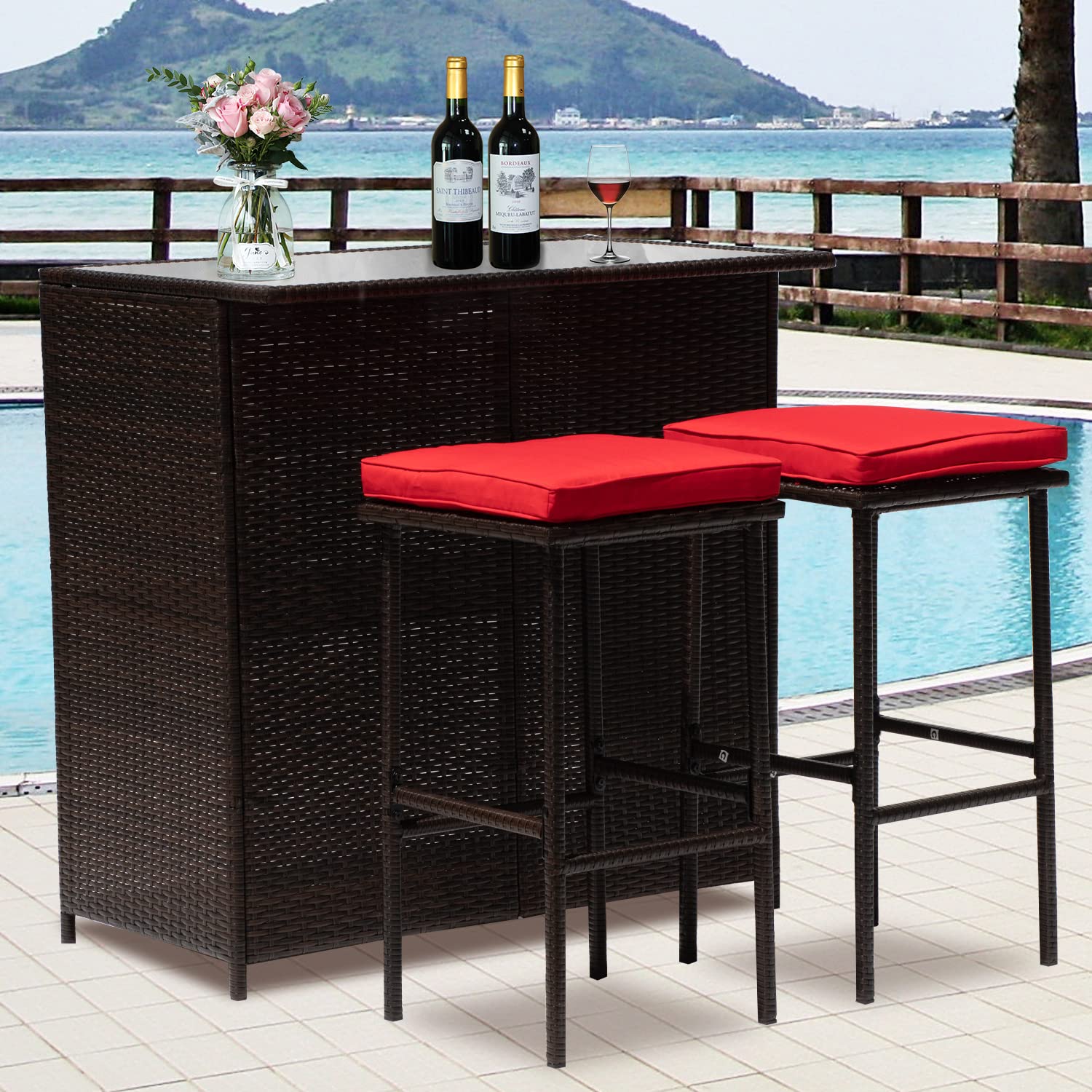 Piece Patio Bar Set Outdoor Wicker Bar Set All Desertcart INDIA
