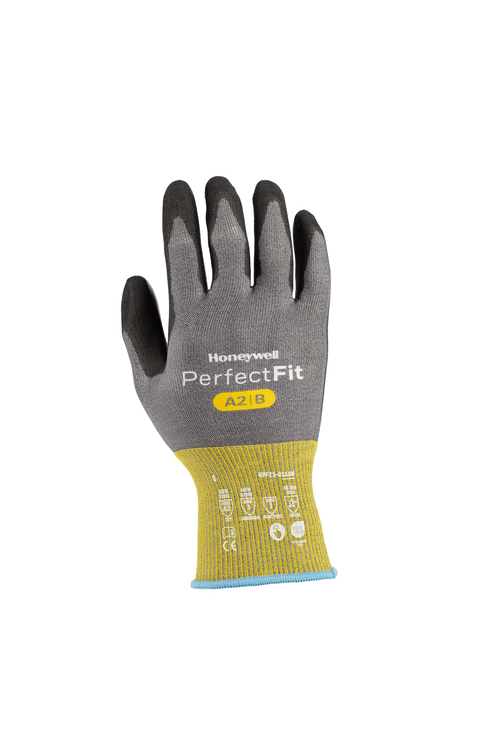 Honeywell New Perfect Fit 3.0 Cut Resistant Gloves NPF22 with Grey Liner with Black Coating, Antistatic, Touchscreen Capable, Washable, Food Certified, Size 7S, NPF22-0118N-7 (BAG with 10 Pairs)