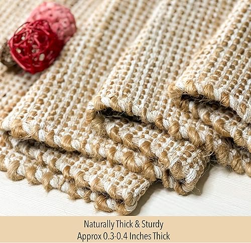 Miniatura 3 de Chardin home  Juego de 4 manteles individuales de yute natural  13 x 19 pulgadas. Tapetes rústicos de casa de campo  Colores de manteles  yute