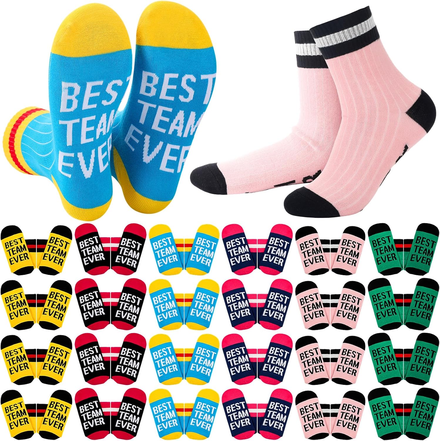 24 Pairs Best Team Ever Gift Socks Bulk Employee Appreciation Gifts for Women Men Team Staff Coworker Office Favors