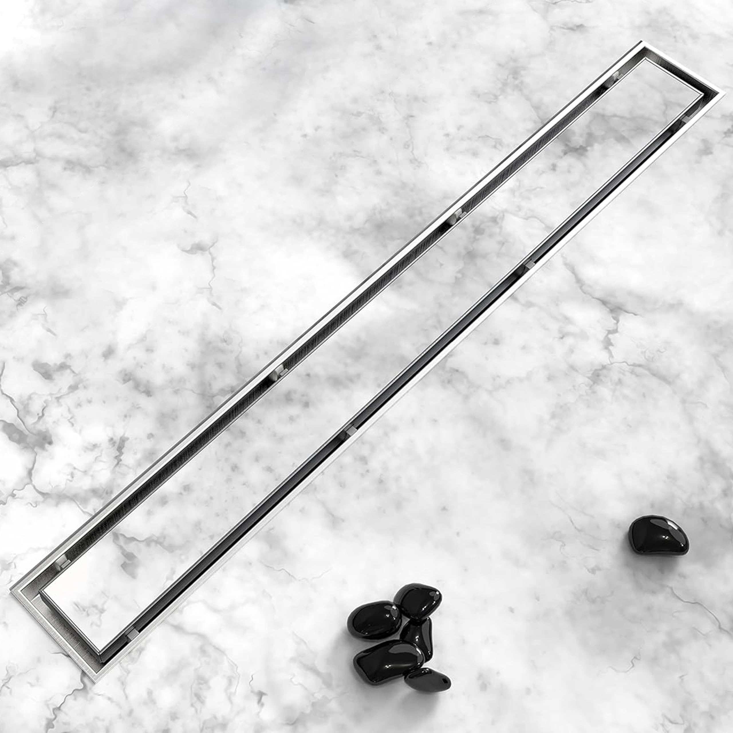 Ruhe® Marble Insert Shower Drain Channel | 36 x 4 Inches Waste Water Floor Drain for 21mm Marble | 304 Stainless Steel Invisible Shower Drain Channel | Drain Channel with Cockroach Trap and Side Hole (B08L3KR4M3) Amazon Price History, Amazon Price Tracker