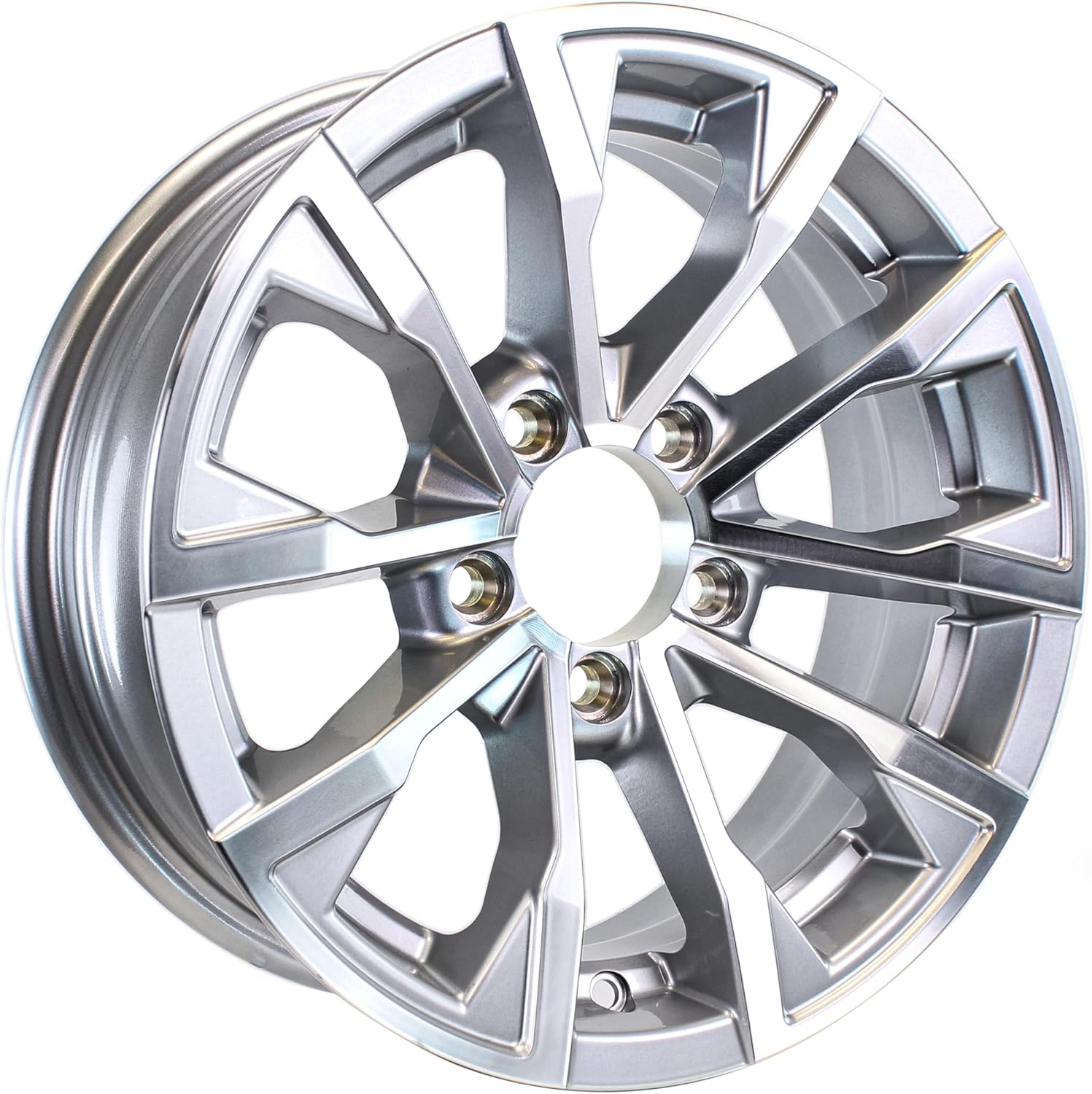 eCustomrim Aluminum Trailer Wheel 14X5.5 14 Inch Edge Silver Grey 5 Lug On 4.5 Inch Center Rim