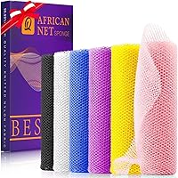UJFQBH 6-Pack African Net Bath Sponges - Long Stretchy Exfoliating Shower Loofahs for Back & Body Scrub, Multi-Color Set