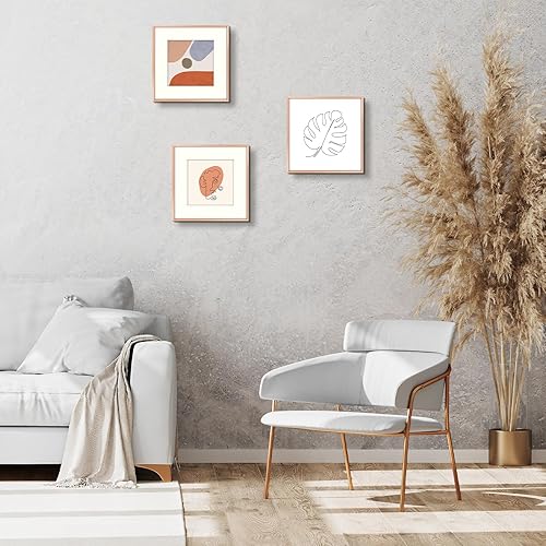 Vista 340 de Golden State Art - Marco de fotos de aluminio satinado clásico de 8 x 10 con alfombrilla de color marfil para fotos de 5 x 7 y cristal real, Dorado