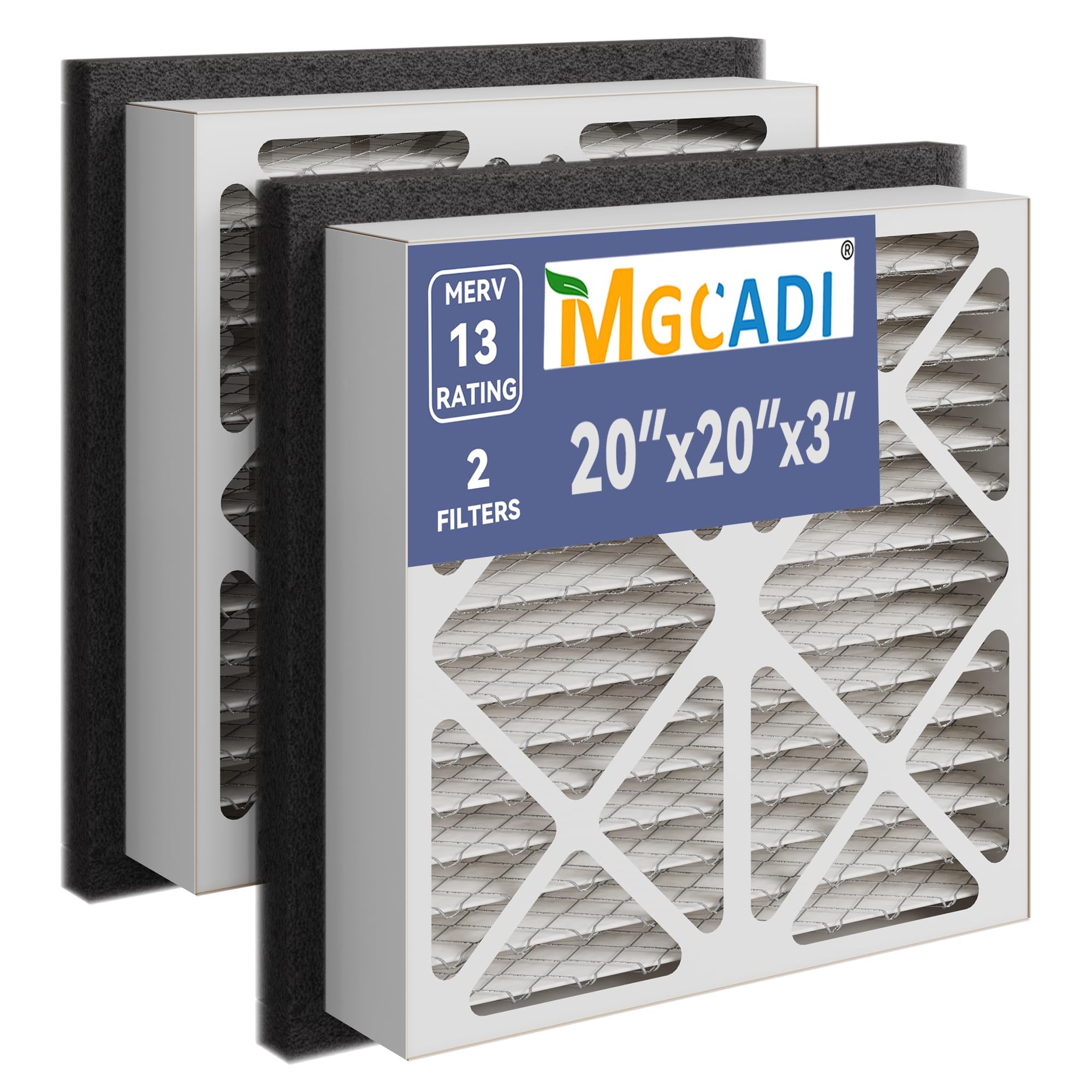 2 Pack 20x20x3 MERV 13 Pleated Air Filter Furnace Filter Replacement Compatible with Zephyr VGF Series 20x20x3 Whole Home Return Air Grille Filter