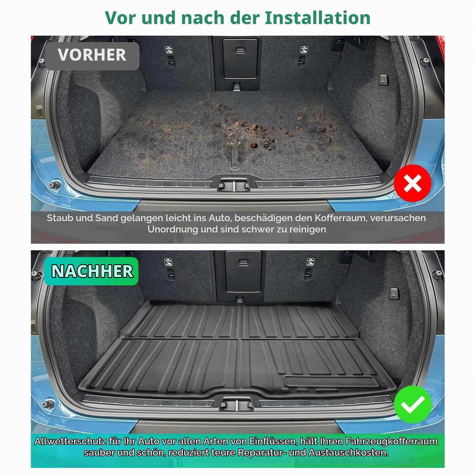 GAFAT Volvo XC40 C40 Recharge 2018-2024 2025 Kofferraummatte, XC40 2025 Kofferraumwanne Leicht zu Falten, XC40 Recharge Matten Original 3D Scanner TPE, Volvo XC40 Zubehör