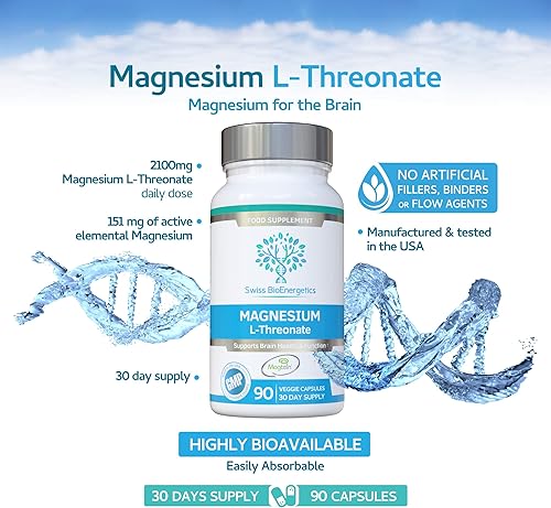 Miniatura 3 de L-treonato de magnesio 2100 mg dosis diaria - suministro de 30 días - proporcionando 151 mg de magnesio elemental activo de Magteína - Fácilmente