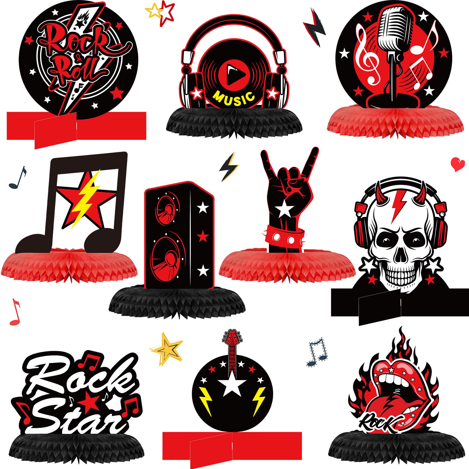 10 Pcs Rock and Roll Party Decorations Rock Star Centerpieces Born to Rock Party Decorations Music Theme Party Supplies Halloween Rock Birthday