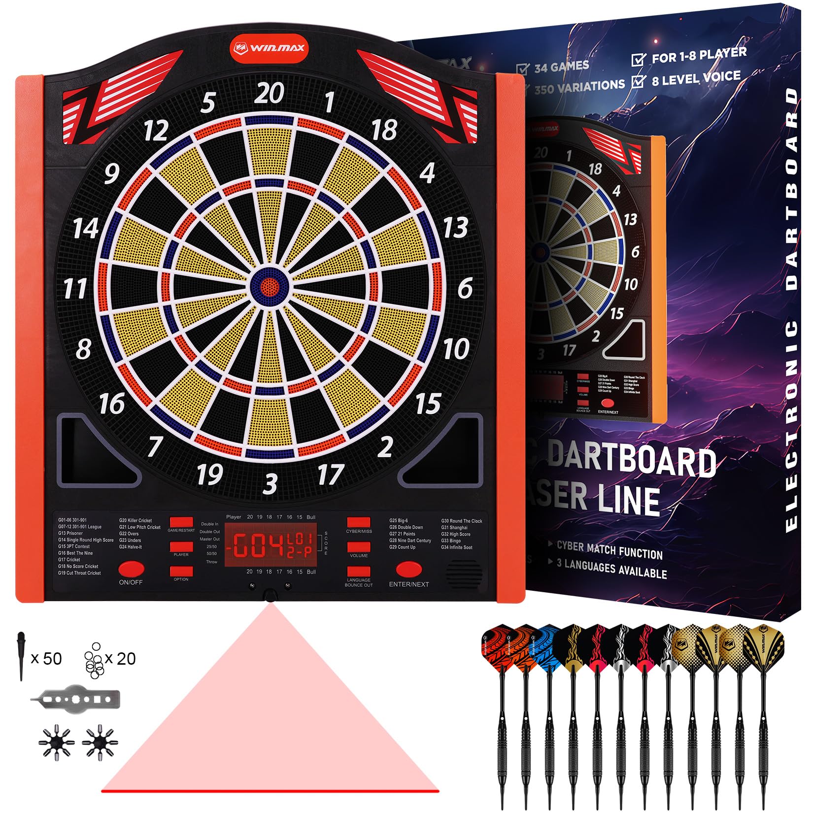 Juego Profesional de Diana electrónica de 1 a 8 Jugadores con 12 Dardos