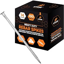 Heavy Duty Rebar Stakes 14" x 1/2" Diameter, Threaded Galvanized Rebar Spikes, 100 Pack Bulk Asphalt Anchors for Speed Bumps, Parking Blocks, Wheel Stops & Parking Bumpers