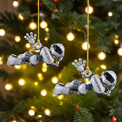 Miniatura 21 de Adorno de robot personalizado 2024, adornos de robot para árbol de Navidad, adorno de robótica, decoración colgante para árbol de Navidad (Robot14)