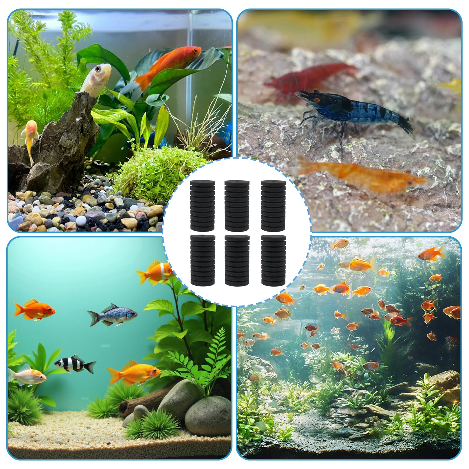 6 Pièces Filtres en éPonge pour Aquarium Filtre éPonge pour Filtration Biologique et MéCanique, éPonges de Rechange pour Filtre D'Aquarium,Filtre Silencieux en Mousse de PlongéE pour Aquarium