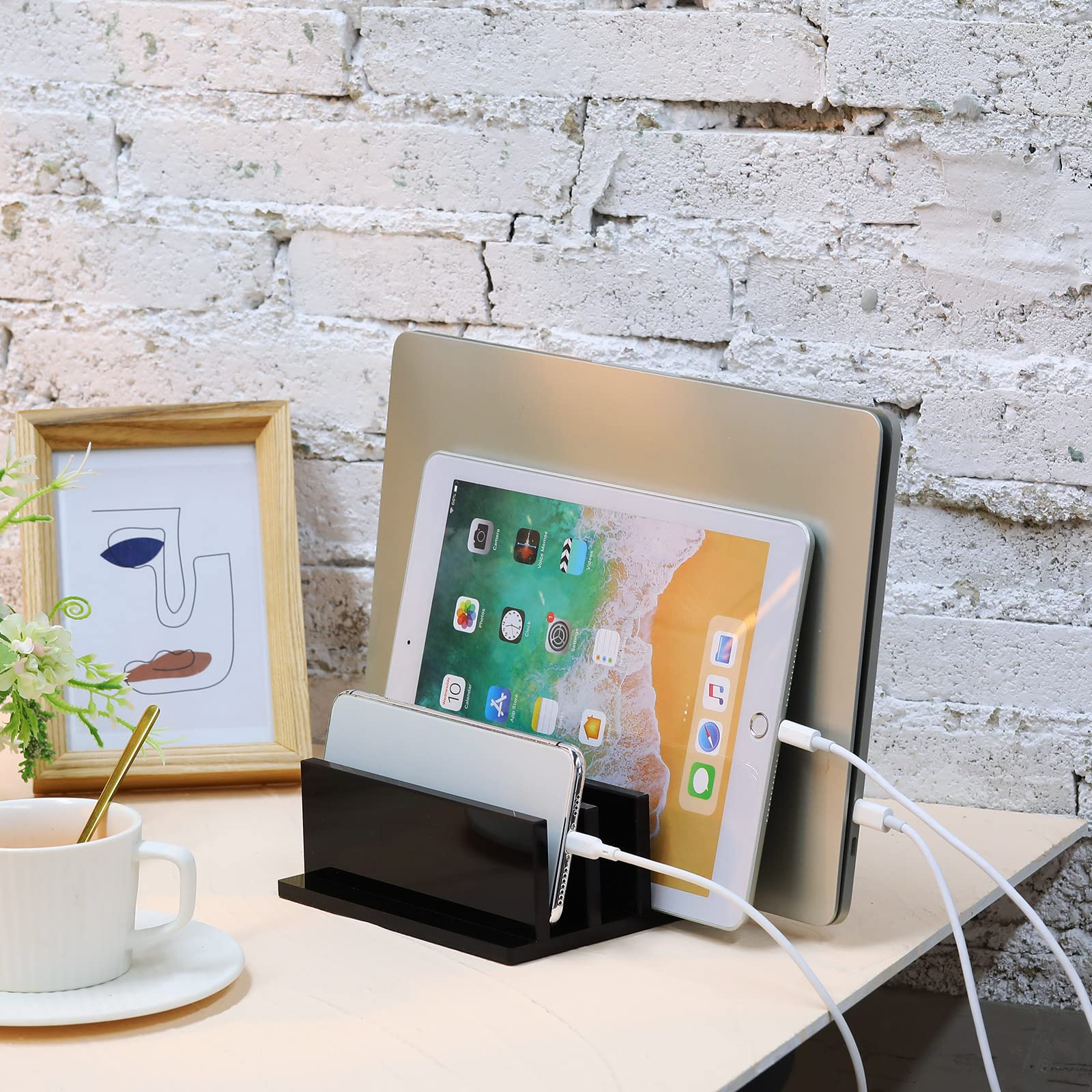 4-Compartment Acrylic Vertical Laptop Stand, Can - View #3