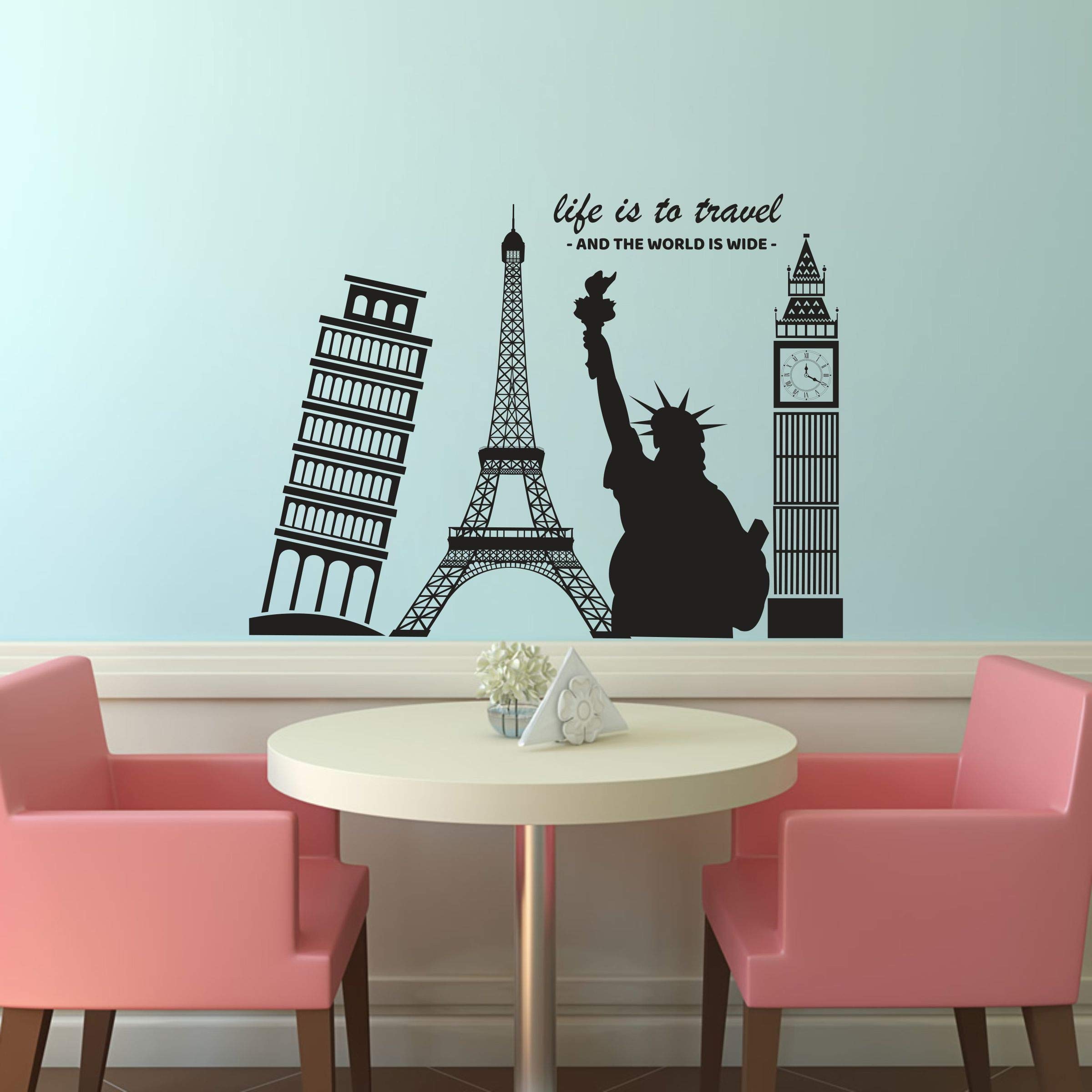 Decor Kafe Life is to Travel Wall Sticker 45cm X 60cm| Wall Sticker for Living Room -Bedroom - Office - Home Hall Decorative Stickers (B08QJJ8B1Y) Amazon Price History, Amazon Price Tracker