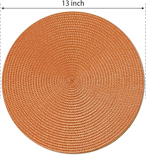 Miniatura 4 de FunWheat Juego de 6 manteles individuales redondos trenzados para mesas de comedor, tejidos, lavables, antideslizantes, pequeños de 13 pulgadas (S