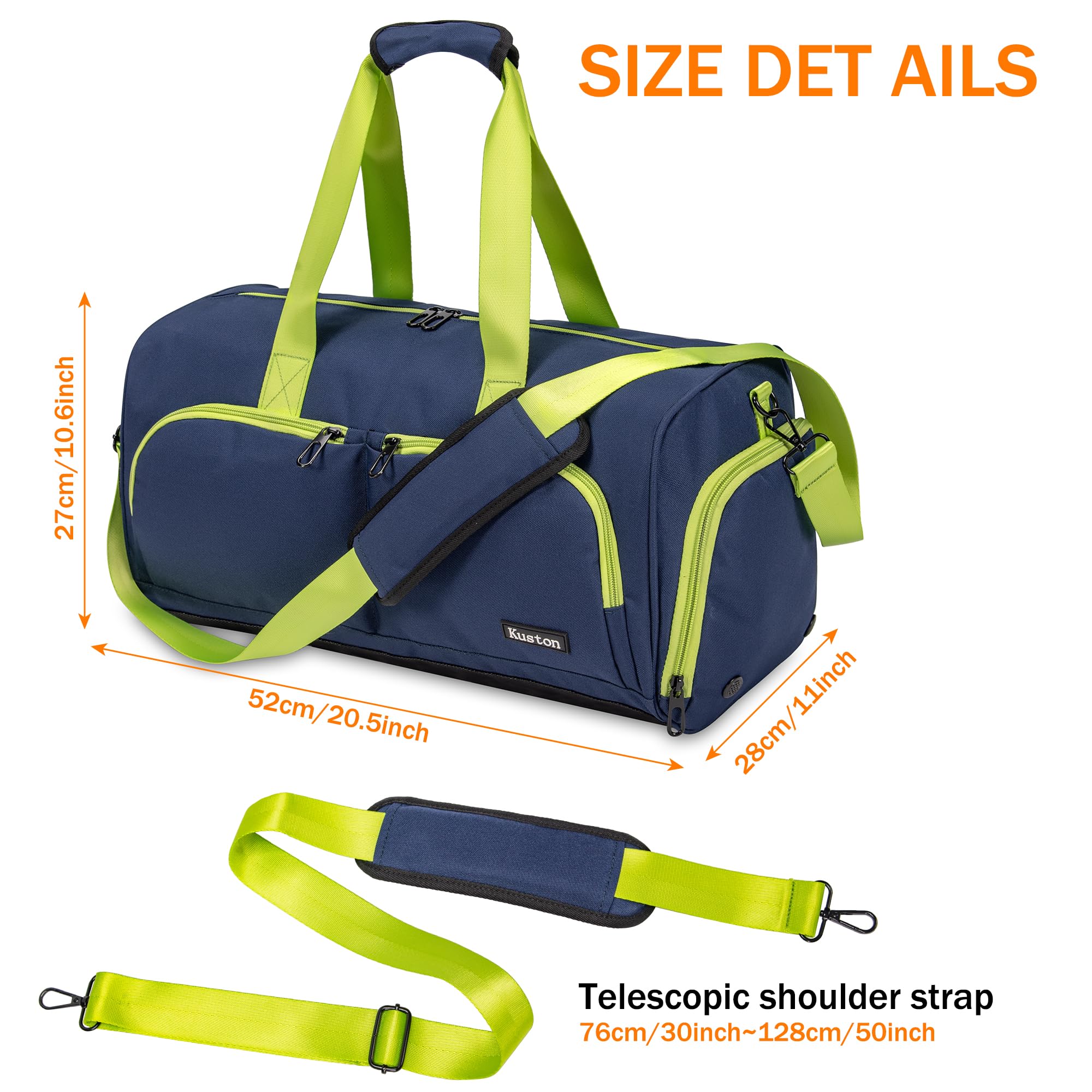Bolsa deportiva de gimnasio, con caja de zapatos y bolsa de equipaje de tela Oxford, adecuada tanto para hombres como para mujeres, Azul, 19.69*10.24*9.84 inches
