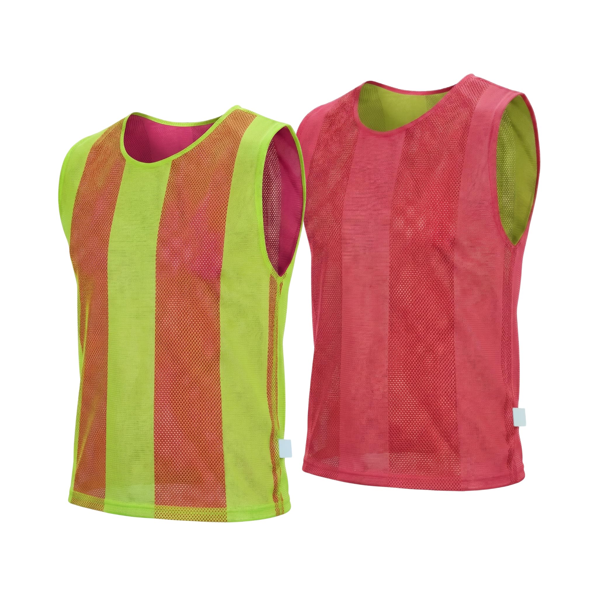 10 X Football Training Bibs Double Sided Mesh (Pink/Yellow, Youth) — image 1