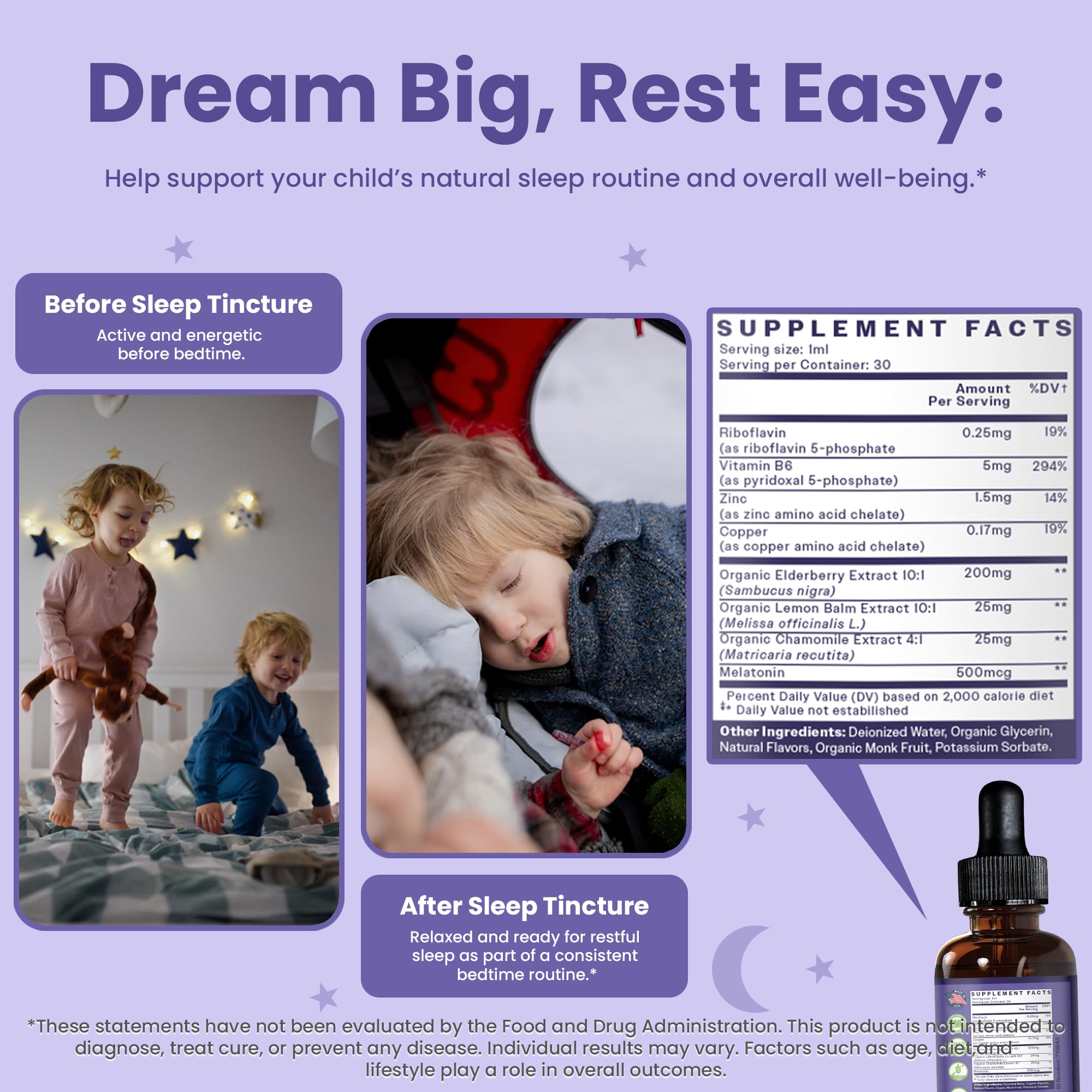 TruHeight Kids Sleep Drops Ages 2+ (Watermelon Flavor) Babies, Toddlers & Kids Natural Sleep Aid - Baby, Toddler, Child Melatonin 2 Year Old+ - Vitamin B6, Riboflavin, Zinc, Copper, Lemon Balm — Amazon image 5