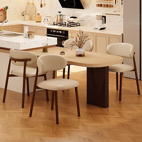 Miniatura 3 de Juego de 2 sillas de comedor de cocina modernas tapizadas con patas de metal, patas de nogalcaqui