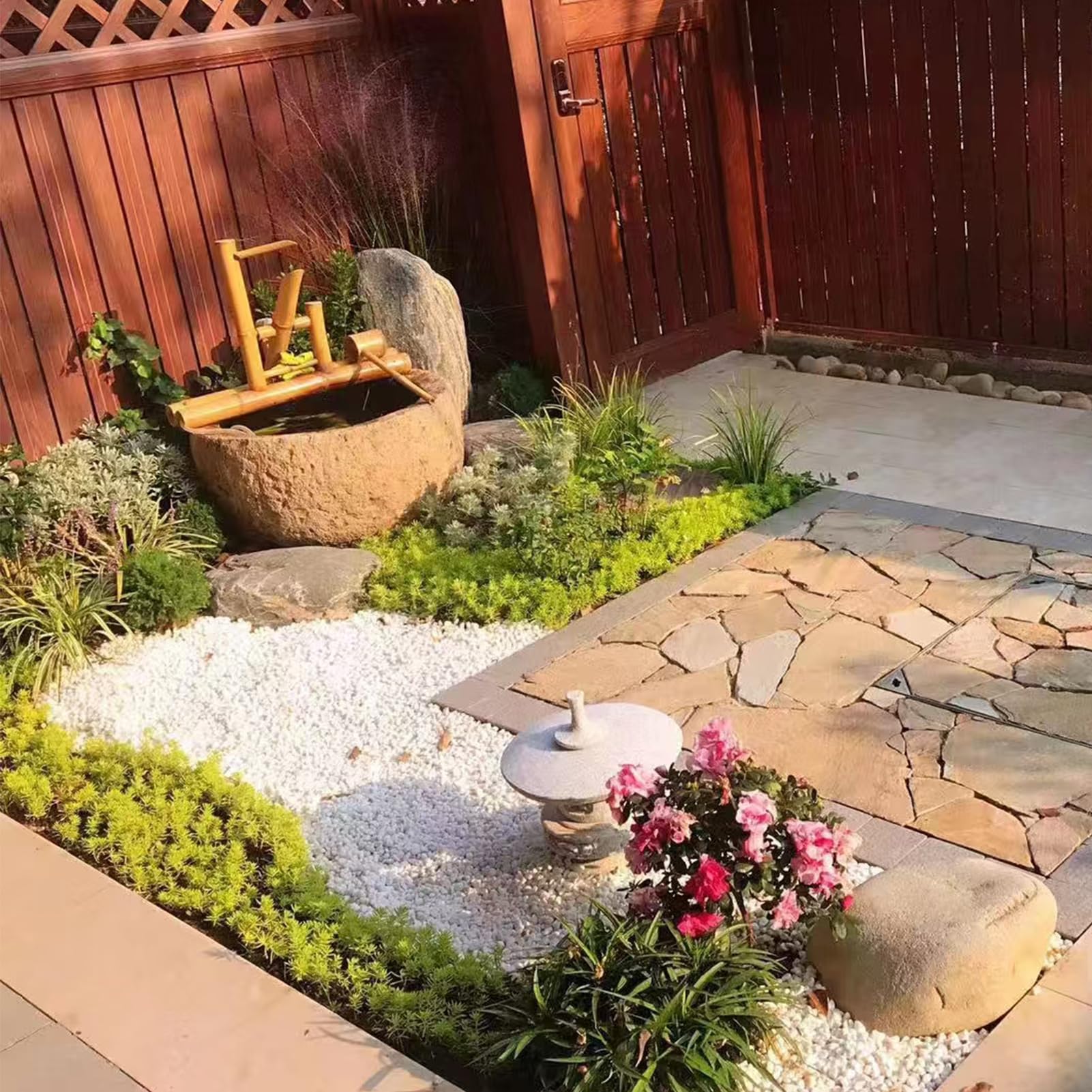 Fuente De Bambú Artesanal con Bomba De Agua, Fuente De Agua De Estilo Japonés For Interiores Y Exteriores, Ideal For El Hogar, El Jardín, La Decoración