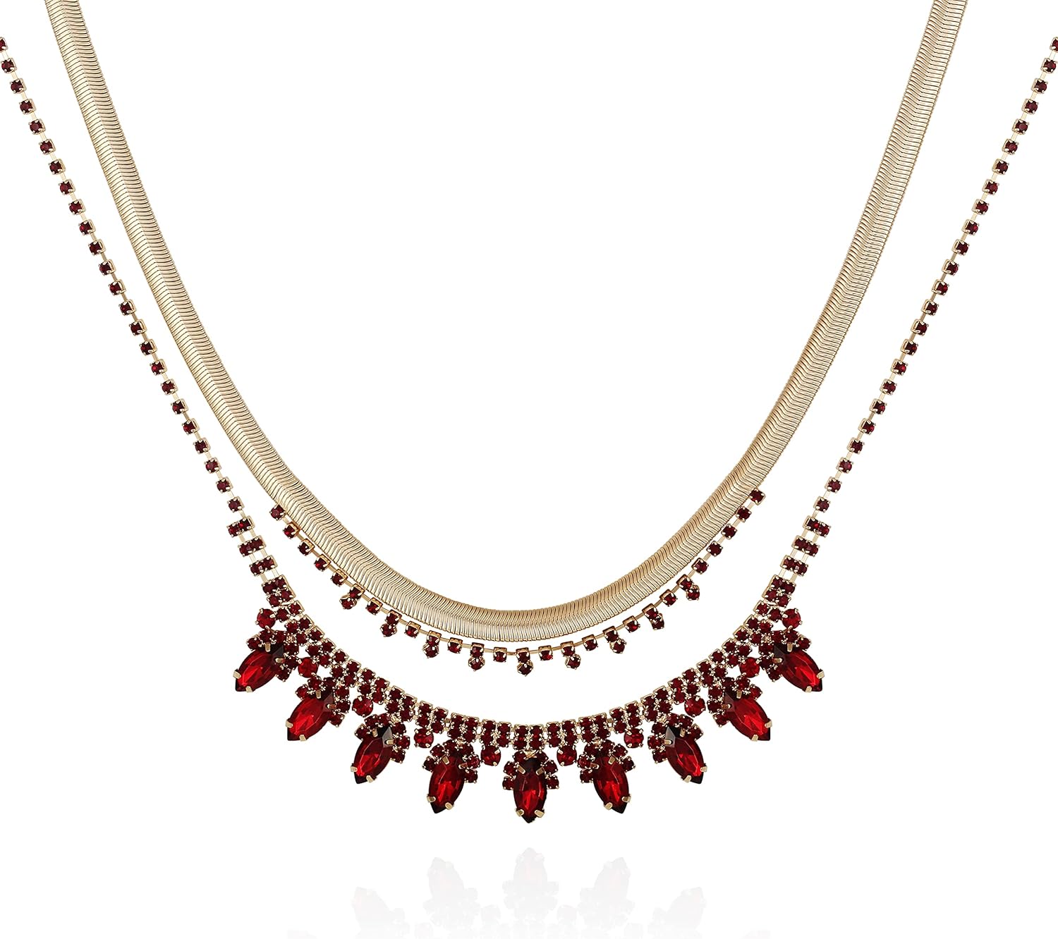 GUESS Two row statement necklace with stones